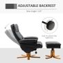 Faux Leather Swivel Recliner Chair with Footstool, Wooden Base and Storage for Living Room, Black (FREE POSTAGE) Image 7