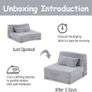 Convertible Folding Kids Sofa Bed with Pillow & Storage Bag, Plush Fabric Floor Mattress Couch Bed, Washable Cover, Kids Room, Playroom, Dorm, Apartment, White Grey Image 7