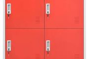 Locker Cabinet Light Grey and Red 90x45x92.5 cm Steel