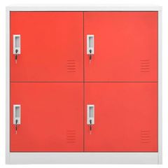 Locker Cabinet Light Grey and Red 90x45x92.5 cm Steel