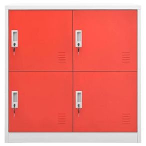 Locker Cabinet Light Grey and Red 90x45x92.5 cm Steel