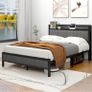 King Size Bed Frame with Storage and Headboard Shelf Image 7