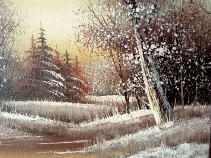 Signed Oil Painting Beautiful Winter Landscape