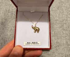 9ct gold elephant pendant and chain necklace