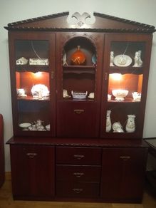 Mahogany Glass Cabinet with  Lighting.