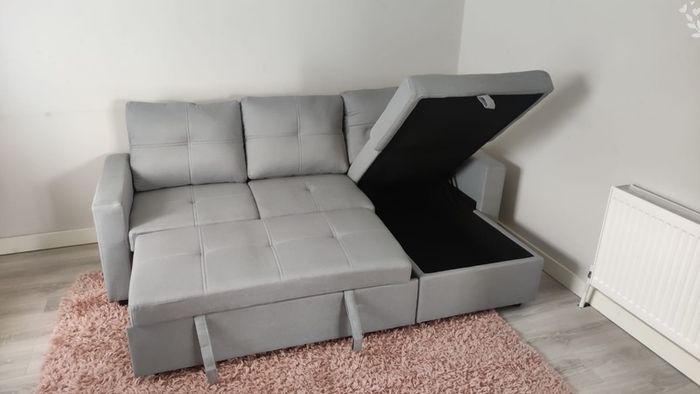 Sofa bed with storage Pau light grey