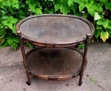 Early 20th century french bamboo drinks trolley