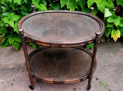 Early 20th century french bamboo drinks trolley