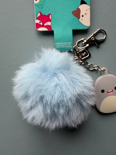 Squishmallows Gordon The Shark Pom Pom Keychain Keyring - Rubber Charm Fur Pom