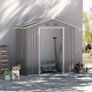 Outdoor Garden Shed Storage, Backyard Steel Utility Tool Shed, Lawn Garage Building Organizer w/Sliding Door, Gable Roof, 1.94x1.1x1.84m, 4 Vents-Gray Image 7