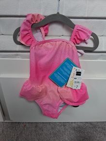 Brand New with tags Pink glitter Tutu style swimsuit age 9-12 months
