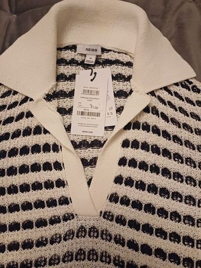 Reiss Gemma Open Knit Polo Shirt