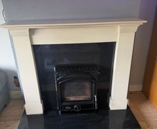 Stove insert,mantle piece,surround and base