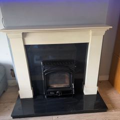 Stove insert,mantle piece,surround and base