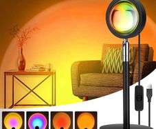 Sunset Lamp, 4 in 110W Sunset Light for Home Decor,360 Degree Rotation Sunset Projection Romantic Visual Mood Lamp,USB Sunset Projector for Photography Vlog Background Party and Festival Gift-4 Colors (FREE POSTAGE)