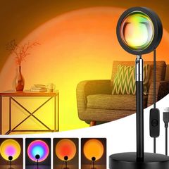 Sunset Lamp, 4 in 110W Sunset Light for Home Decor,360 Degree Rotation Sunset Projection Romantic Visual Mood Lamp,USB Sunset Projector for Photography Vlog Background Party and Festival Gift-4 Colors (FREE POSTAGE)