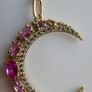 Vintage Sterling Silver 925 Gold Plated Moon Pendant Necklace length 20" - 6,1g Image 8