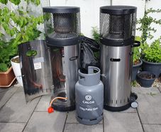 2 Enders Outdoor Gas Patio Heaters + gas cylinder
