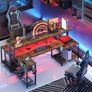 181CM L Shaped Corner Desk with Power Outlets LED Lights Gaming Desk Image 5