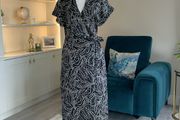 Ladies Short-sleeved Black and White Wrap Shirt Dress from Mango