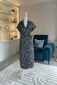 Ladies Short-sleeved Black and White Wrap Shirt Dress from Mango