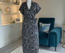 Ladies Short-sleeved Black and White Wrap Shirt Dress from Mango