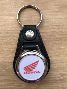 Leather Honda key ring with shopping trolley token/coin