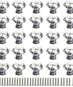 NEW 25Pcs Crystal Door Knob, 30MM Diamond Drawer Knobs Crystal Door Handles Diamond Pulls for Home Kitchen Office Chest Cabinet Drawer