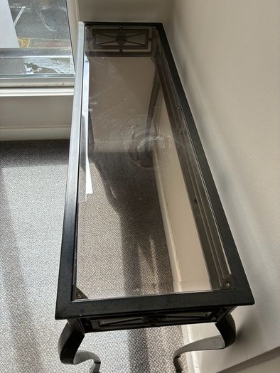 Large Quality Glass Top Console /Hall Table