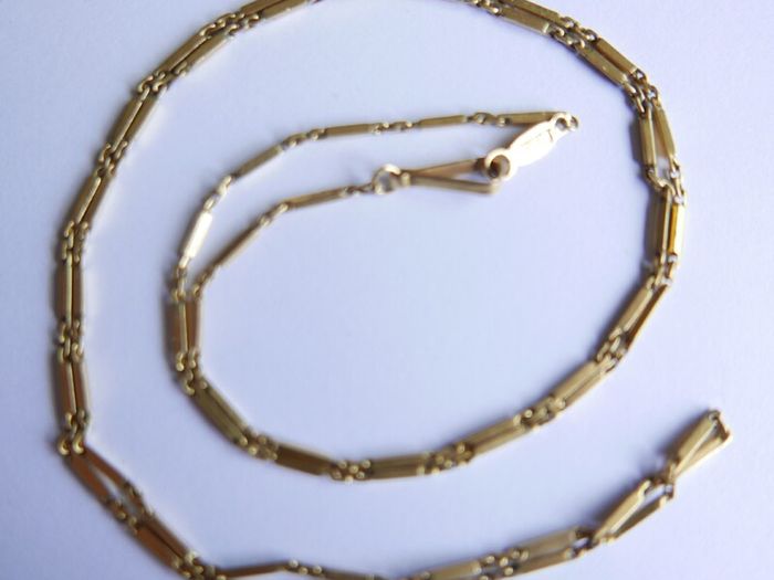 Antique Solid 18K Yellow Gold Bar-Link Chain Necklace length 23" - 5,6g