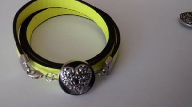 Leather Snap Button Wrap Bracelet