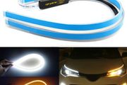 2 x 60CM Slim Amber Sequential Flexible LED DRL Turn Signal Strip For Headlight Head Light