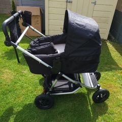 Mountain Buggy Duet Twin Pushchair Carrycot Plus Rain Cover in Excellent Condition