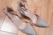 Raid Grey Pointed Toe Ankle Strap Block Heel Court Shoes 7UK/40EU