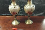 Vintage Brass and Enamel pair
