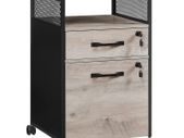 Roll container, filing cabinet, office cabinet with drawers, universal castors, open compartment, steel frame, industrial design, greige black
