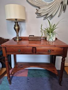 Elegant cherrywood Rosedale by Ducal desk/table with castors.