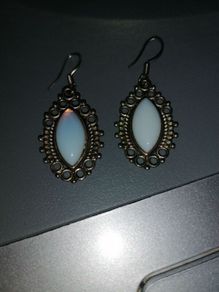 oval moon stone earrings