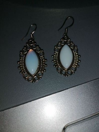 oval moon stone earrings