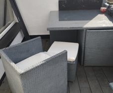 Garden Table and Chairs. 4 Seater Grattan Effect Patio Set. Grey