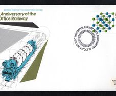 1977 Great Britain Illustrated Cover celebrating 50th Anniversary of the Post Office Railway tying  13p Royal Institute of Chemistry Commemorative stamp