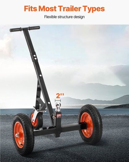 Heavy Duty Trailer Dolly 1000lbs  Carbon Steel Trailer Mover with 2 inch Ball, 14 inch Pneumatic Tires, Portable Tow Dolly for Moving RV Trailer