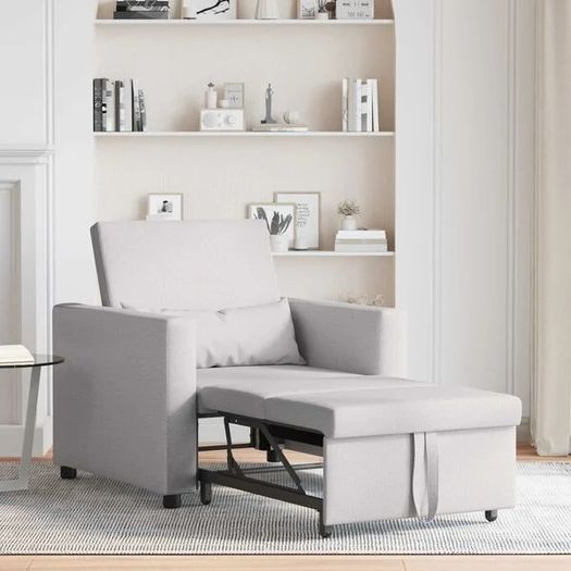 Single Sofa Bed Reclining Cloud grey 90 x 165 x 87 cm Fabric
