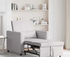 Single Sofa Bed Reclining Cloud grey 90 x 165 x 87 cm Fabric
