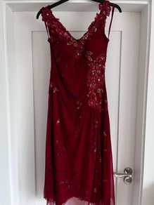 Vintage Burgundy Evening Dress. Hand-Beaded & Embellished Boutique Occasion Dress