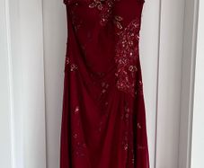 Vintage Burgundy Evening Dress. Hand-Beaded & Embellished Boutique Occasion Dress