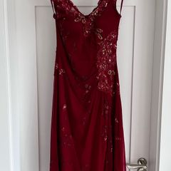 Vintage Burgundy Evening Dress. Hand-Beaded & Embellished Boutique Occasion Dress