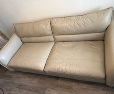 3 Seater Leather Sofa  220cm Neutral Beige