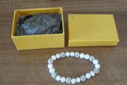 Ideal gift, ladies costume faux beige pearl and crystal diamante bracelet