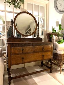 Antique oak vanity table